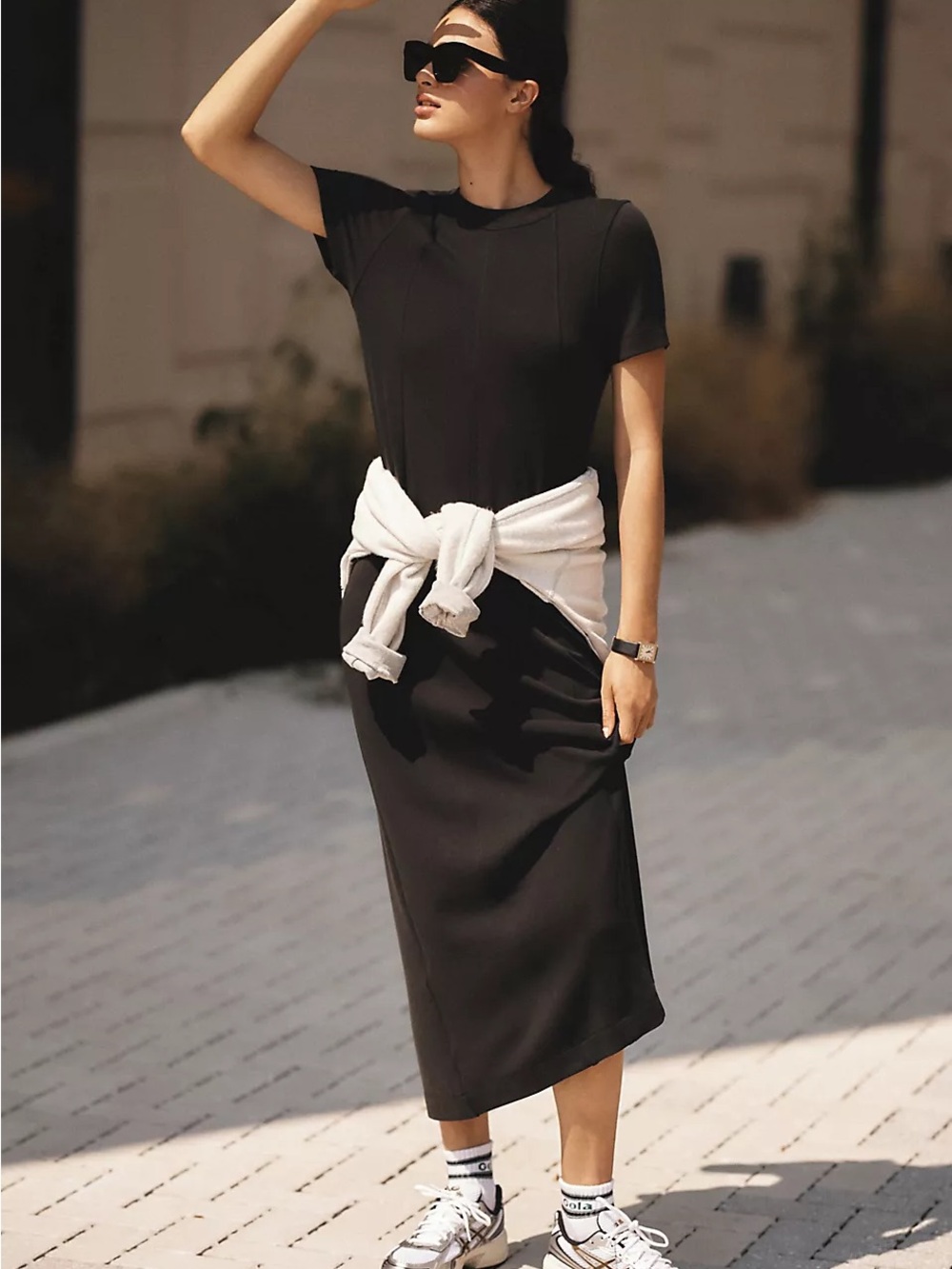 Varley by Anthropologie Hattie Maxi Dress 2.0 Black Minimalist Luxury Size Small